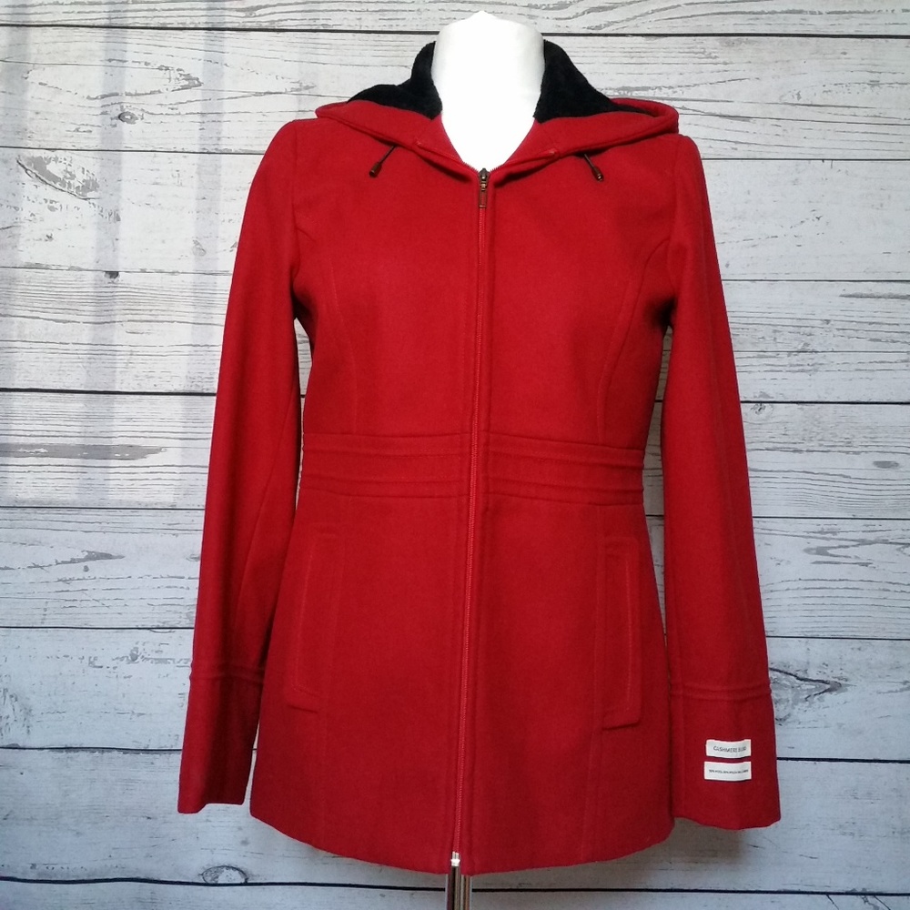 St Johns Bay Winter Coat Parka Red Wool Cashmere